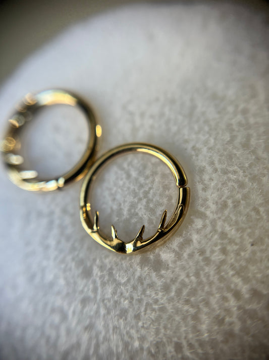 14k Gold Antler Seam Rings