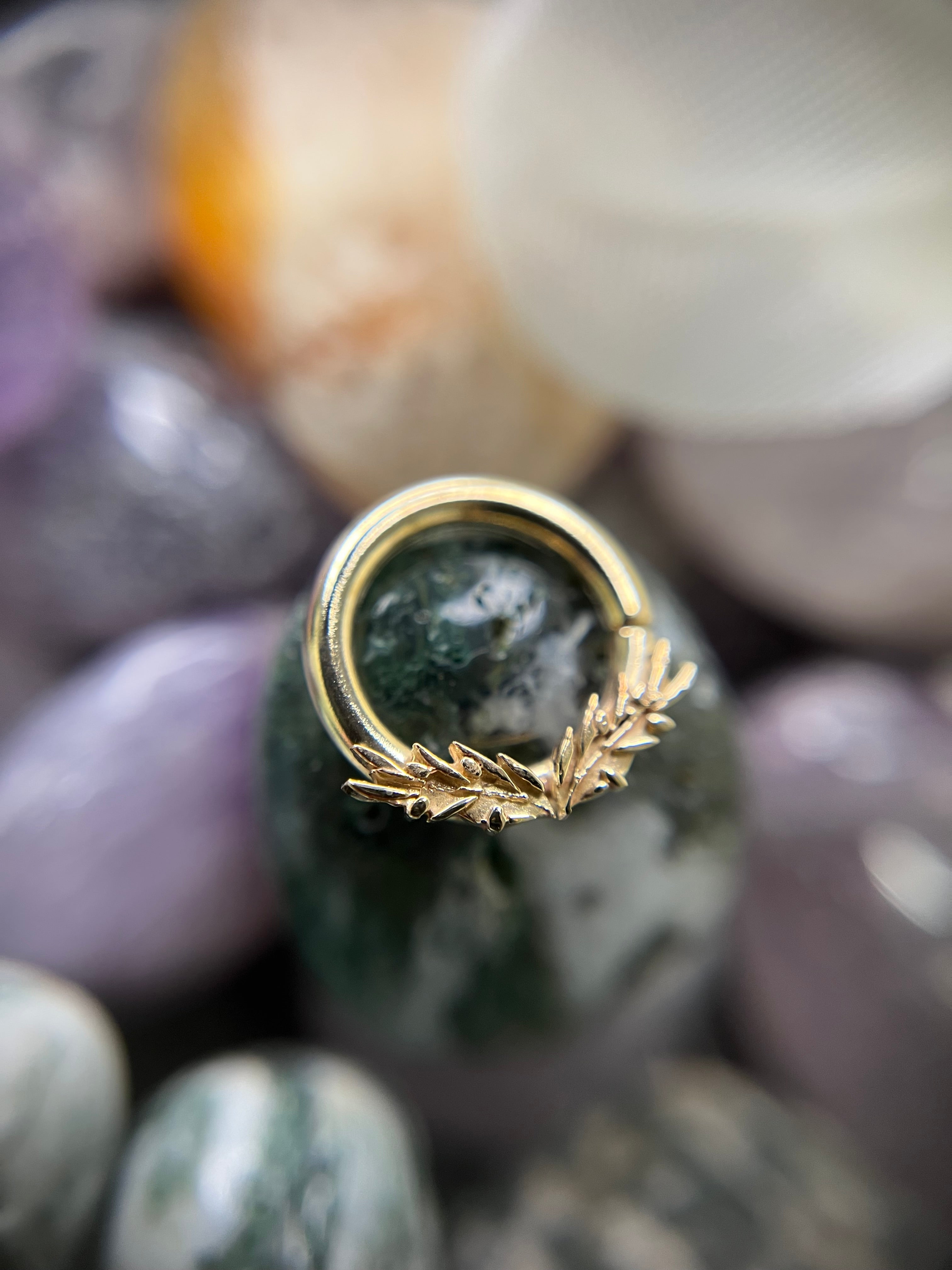 14k Gold Olive Branch Seam Rings – Darling Body Jewelry