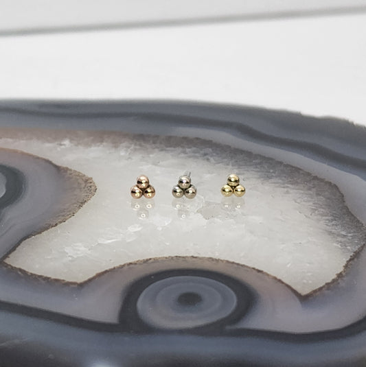14k Gold 3 Bead Cluster Threadless End