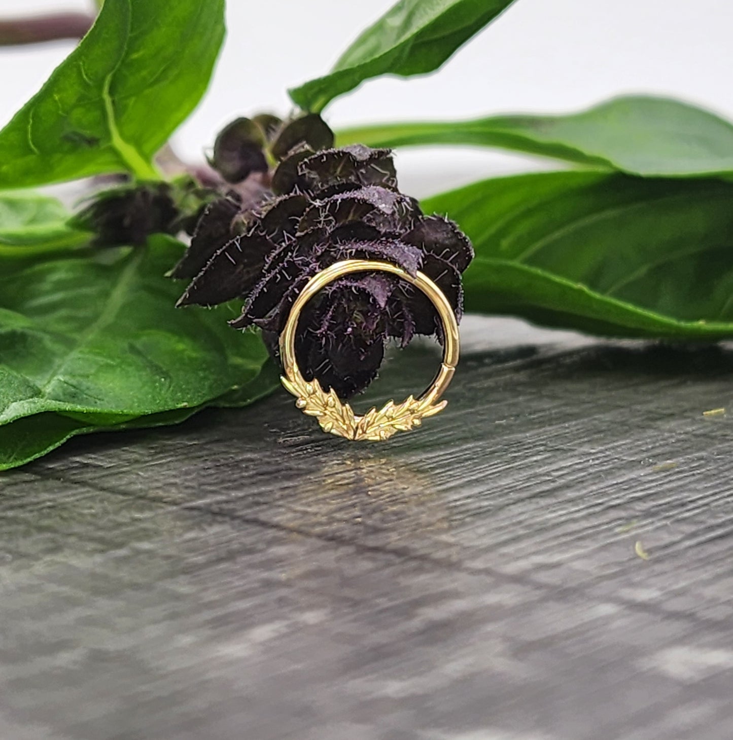 14k Gold Olive Branch Seam Rings