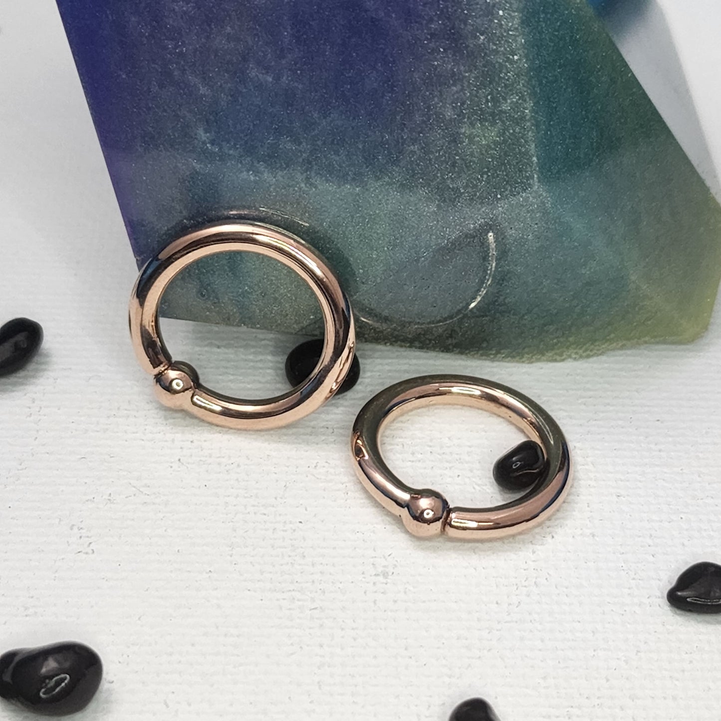 14k Rose Gold Fixed Bead Rings